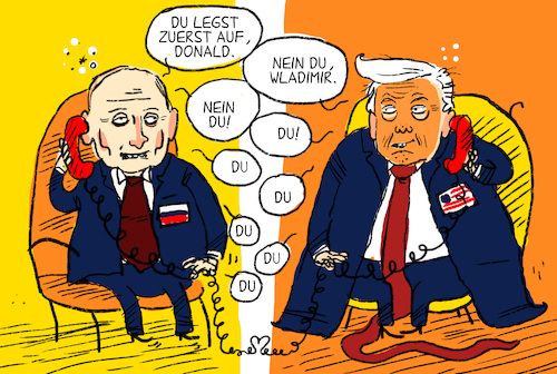 Cartoon: Trump Putin Telefonat (medium) by leopold maurer tagged trump,putin,telefonat,verhandlungen,waffenruhe,liebe,ukraine,krieg,deal,autokratie,usa,russland,diktator,leopold,maurer,cartoon,illustration,karikatur,trump,putin,telefonat,verhandlungen,waffenruhe,liebe,ukraine,krieg,deal,autokratie,usa,russland,diktator,leopold,maurer,cartoon,illustration,karikatur