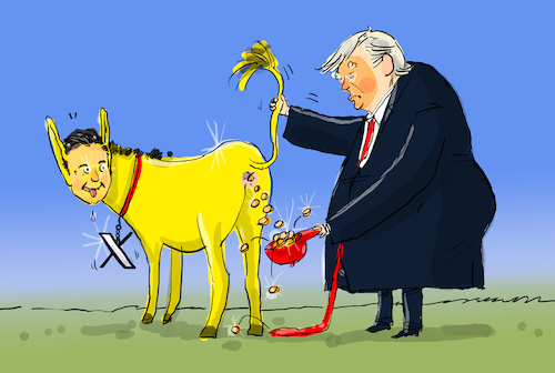 Cartoon: Trumps Goldesel Musk (medium) by leopold maurer tagged trump,musk,elon,donald,usa,präsidentschaft,wahlkampf,spenden,goldesel,milliardär,tesla,space,geld,finanzierung,republikaner,präsident,leopold,maurer,cartoon,karikatur,trump,musk,elon,donald,usa,präsidentschaft,wahlkampf,spenden,goldesel,milliardär,tesla,space,geld,finanzierung,republikaner,präsident,leopold,maurer,cartoon,karikatur