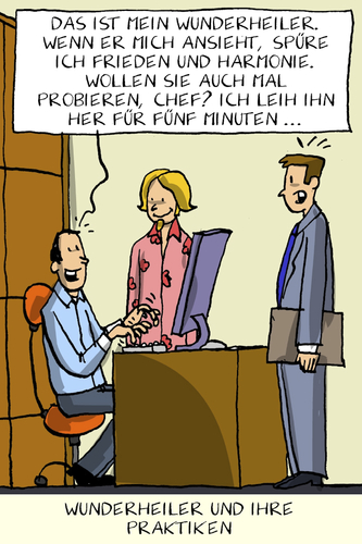 Cartoon: Wunderheiler (medium) by leopold maurer tagged wunderheiler,arbeitsplatz,büro,wunderheiler,arbeitsplatz,büro