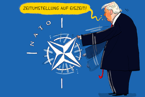 Cartoon: Zeitumstellung (medium) by leopold maurer tagged trump,nato,merz,deutschland,eiszeit,zeitumstellung,drohung,iran,nahost,krieg,israel,bündnisfall,keiner,bündnis,meerenge,von,hormus,strasse,strategielos,ölkrise,weltwirtschaft,leopold,maurer,cartoon,karikatur,trump,nato,merz,deutschland,eiszeit,zeitumstellung,drohung,iran,nahost,krieg,israel,bündnisfall,keiner,bündnis,meerenge,von,hormus,strasse,strategielos,ölkrise,weltwirtschaft,leopold,maurer,cartoon,karikatur