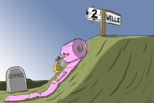 Cartoon: zweite welle (medium) by leopold maurer tagged corona,covid,zweite,welle,klopapier,corona,covid,zweite,welle,klopapier