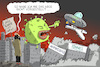 Cartoon: ende der welt (small) by leopold maurer tagged ufo,lufthansa,corona,covid,wirecard,toennies,insolvenz,rettung,gewerkschaft,katastrophe,ende