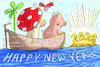 Cartoon: HAPPY NEW YEAR (small) by leopold maurer tagged happy,new,year,gutes,neues,jahr,glueck,2026,schwein,marienkaefer,kleeblatt,fliegenpilz,nussschale,hoffnung,stirbt,zuletzt,leopold,maurer,cartoon,karikatur,illustration