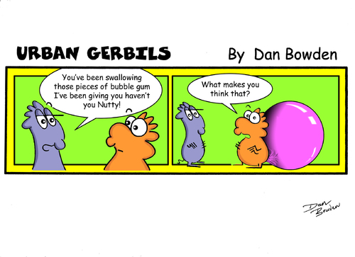 Cartoon: URBAN GERBILS. Gum (medium) by Danno tagged urban,gerbils,funny,cartoon,comic,strip,published,weekly,newspaper,humor