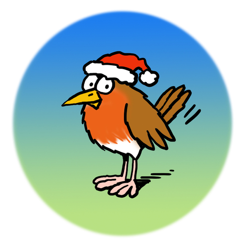 Cartoon: Robin (medium) by Ellis Nadler tagged robin,redbreast,bird,xmas,christmas,hat,santa