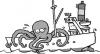 Cartoon: Giant squid boards a ship (small) by Ellis Nadler tagged squid monster octopus giant sea ship ocean tentacles
