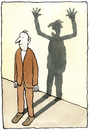 Cartoon: The Bad Shadow (small) by Ellis Nadler tagged shadow,personality,man,monster,oblivious,split,anger