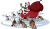 Cartoon: Santas Beagles (small) by toonerman tagged santa christmas sled cartoon elf reindeer beagles dogs sniffing hounds tracking snow bag toys eve holiday clause