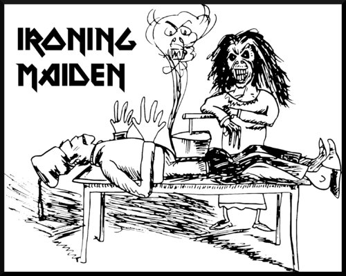 Cartoon: IRONING MAIDEN (medium) by timfuzius tagged maiden,metal,busch,bügeleisen,max,moritz,iron
