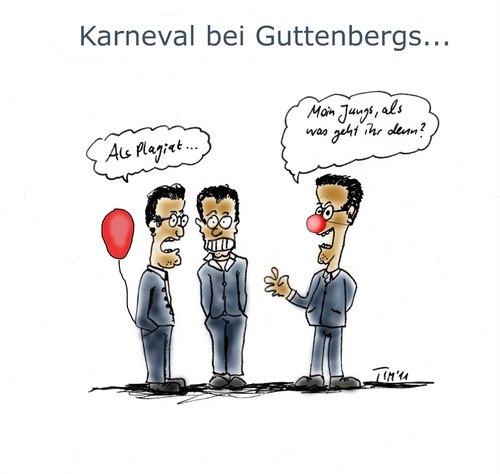 Cartoon: Karneval bei Guttenbergs (medium) by timfuzius tagged guttenberg,karneval,pappnase