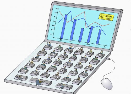 Cartoon: no title (medium) by joruju piroshiki tagged humor,infografik,grafik,information,kurs,statistik,arbeiter,kette,organisation,struktur,angestellter,tasten,tastatur,befehl,computer,pc,rechner,menschen,technik,instrument