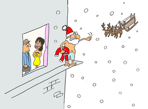 Cartoon: Santa Claus (medium) by joruju piroshiki tagged santa,claus,weihnachten,weihnachtsmann,feiertag,religion,schnee,winter,kalt,fremdgehen,seitensprung,überraschung,sex