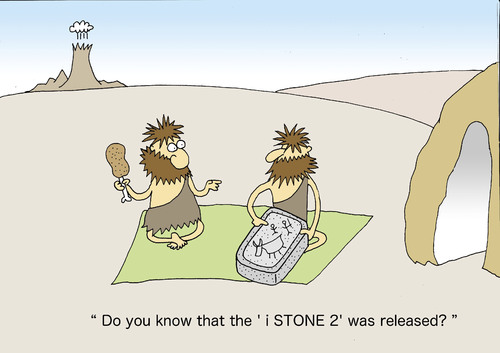 Cartoon: The primitive age (medium) by joruju piroshiki tagged age,primitive,the,stone,ipad,ipad,technik,technologie