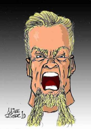 Cartoon: James Hetfiels-Metallica (medium) by Mike Spicer tagged mike,spicer,caricature,humour,portrait,cartoon