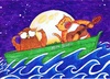 Cartoon: Alternative Owl and Pussy Cat (small) by Kerina Strevens tagged cat,feline,owl,bird,sea,boat,sail,water,nursery,rhyme,children
