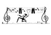 Cartoon: Musicians Washing Line 1 (small) by Kerina Strevens tagged musicmusician stave notes treble clef washing line
