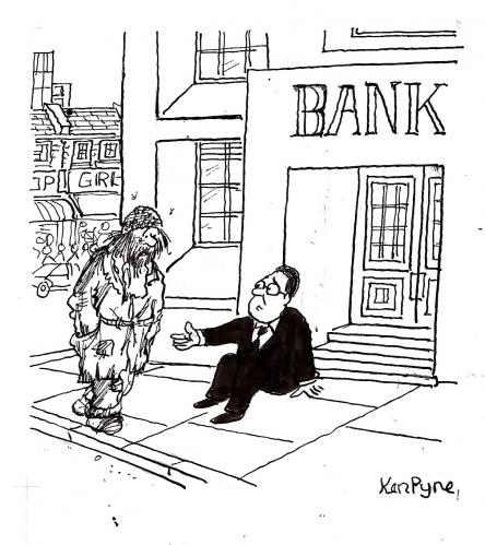 Cartoon: Begging Bank (medium) by Ken tagged bank,drama,finanzkrise,börse,crash,pleite,krise,finanzen,banken,bank,geld,bankensterben,fusion,wirtschaftskrise,wirtschaft,kredite,kredit,wall street,friedhof,finanzmarkt,lehman brothers,finanzinstitut,institut,bank of america,deutsche bank,credit suisse,ubs,barclays,morgan stanley,citibank,goldman sachs,jpmorgan,merrill lynch,hilfe,sterben,untergang,katastrophe,notenbank,usa,wall,street,lehman,brothers,of,america,deutsche,credit,suisse,morgan,stanley,goldman,sachs,merrill,lynch,zentralbank,rezession,konkurs,bankrott,armut,obdachlosigkeit,obdachloser,betteln