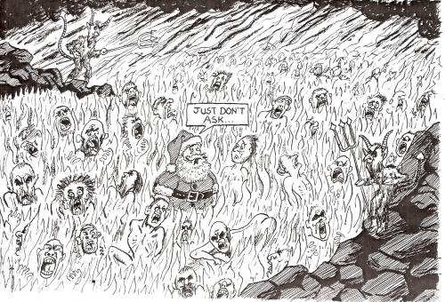 Cartoon: Christmas Hell (medium) by Ken tagged xmas,hell,weihnachten,heiligabend,weihnacht,weihnachtsmann,tradition,kultur,feier,liebe,geschenke,jahreszeit,hölle,winter,teufel,luzifer,unterwelt,verdammt,böse,moral,ethik