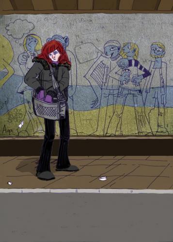 Cartoon: Girl (medium) by Manka tagged illustration,city,people,girl,drawing