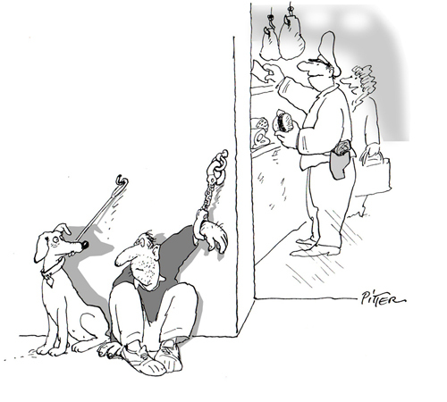 Cartoon: break (medium) by Klaus Pitter tagged dog,captive,policeman