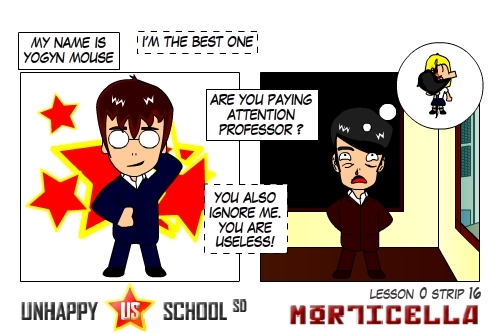 Cartoon: US lesson 0 Strip 16 (medium) by morticella tagged uslesson0,unhappy,school,morticella,manga