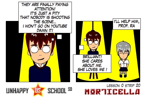 Cartoon: US lesson 0 Strip 20 (medium) by morticella tagged uslesson0,unhappy,school,morticella,manga