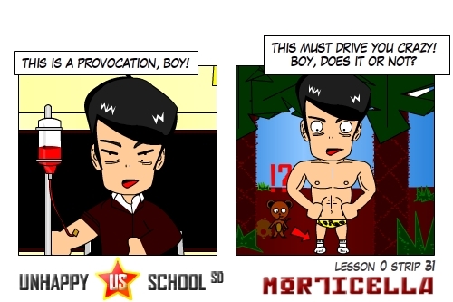 Cartoon: US lesson 0 Strip 31 (medium) by morticella tagged uslesson0,unhappy,school,morticella,manga,technique