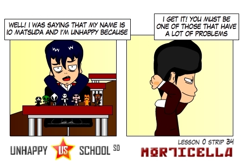 Cartoon: US lesson 0 Strip 34 (medium) by morticella tagged uslesson0,unhappy,school,morticella,manga