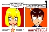 Cartoon: US lesson 0 Strip 5 (small) by morticella tagged uslesson0,unhappy,school,morticella,manga