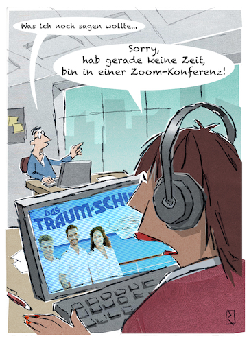 Cartoon: Zoom-Konferenz (medium) by Jan Rieckhoff tagged büro,office,arbeitsplatz,firma,kollege,arbeit,computer,rechner,zoom,konferenz,digital,kontakt,schaltung,corona,pandemie,schummeln,täuschen,lügen,cartoon,witz,comic,karikatur,jan,rieckhoff,büro,office,arbeitsplatz,firma,kollege,arbeit,computer,rechner,zoom,konferenz,digital,kontakt,schaltung,corona,pandemie,schummeln,täuschen,lügen,cartoon,witz,comic,karikatur,jan,rieckhoff