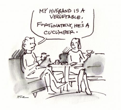 Cartoon: My husband (medium) by r8r tagged husband,wife,conversation,cucumber,vegetable