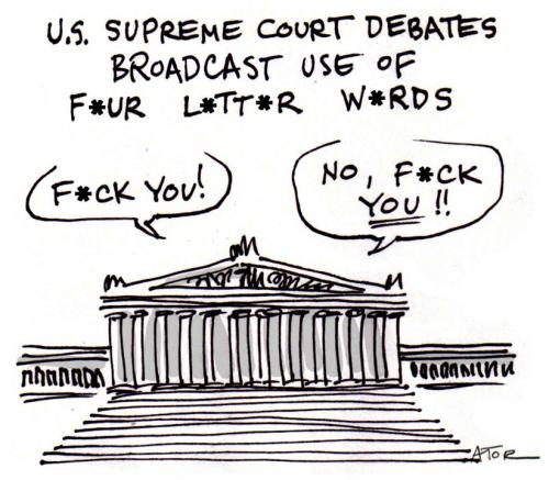 Cartoon: US Supreme Court four-letter wds (medium) by r8r tagged supreme,court,fuck,decision,argument,argue,case,washington,dc,usa,landmark
