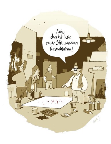 Cartoon: Kunstvolles Nasenbluten (medium) by Weyershausen tagged stil,nasenbluten,kunst
