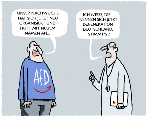 Cartoon: Afd-Jugend... (medium) by markus-grolik tagged afd,alternative,fuer,nachwuchs,generation,deutschland,degeneration,rechtsruck,rechtsextreme,partei,neugruendung,giessen,afd,alternative,fuer,nachwuchs,generation,deutschland,degeneration,rechtsruck,rechtsextreme,partei,neugruendung,giessen