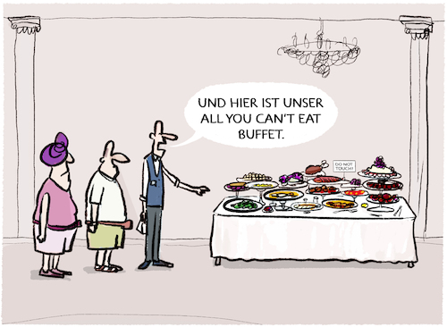 Cartoon: All exclusive... (medium) by markus-grolik tagged incluson,buffet,all,you,can,eat,tourismus,pauschtourismus,essen,anprüche,abo,hotel,gaststsätten,küche,restaurants,gäste,incluson,buffet,all,you,can,eat,tourismus,pauschtourismus,essen,anprüche,abo,hotel,gaststsätten,küche,restaurants,gäste