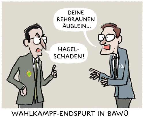 Cartoon: Annäherungsversuch... (medium) by markus-grolik tagged baden,wuerttemberg,oezdemir,hagel,gruene,cdu,wahlkampf,ministerpraesident,stuttgart,bawü,baden,wuerttemberg,oezdemir,hagel,gruene,cdu,wahlkampf,ministerpraesident,stuttgart,bawü