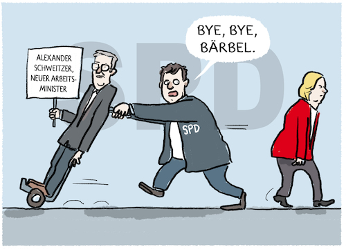 Cartoon: Bas Rücktritt... (medium) by markus-grolik tagged bas,arbeitsministerin,spd,schweitzer,klingbeil,regierung,merz,berlin,deutschland,politik,bas,arbeitsministerin,spd,schweitzer,klingbeil,regierung,merz,berlin,deutschland,politik