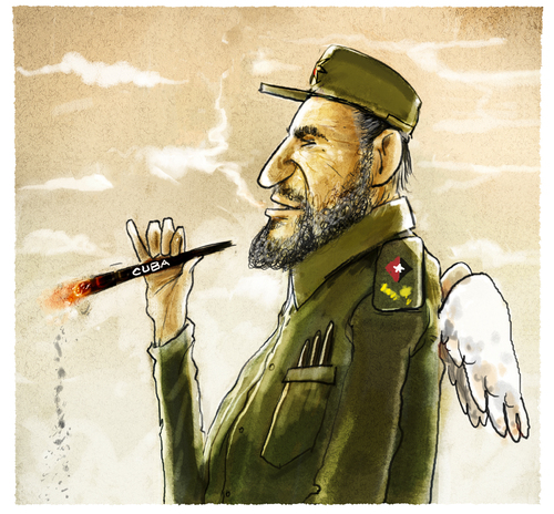 Cartoon: Castro (medium) by markus-grolik tagged kuba,fidel,castro,zigarre,kuba,fidel,castro,zigarre