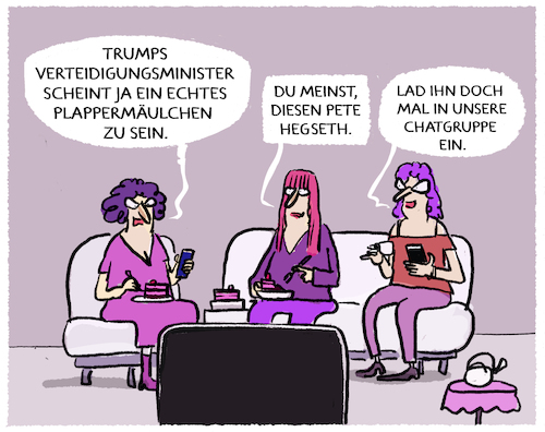 Cartoon: Chat mit Hegseth... (medium) by markus-grolik tagged hegseth,pete,chat,us,verteidigungsminister,trump,usa,top,secret,geheimnisverrat,militaer,sicherheit,maga,hegseth,pete,chat,us,verteidigungsminister,trump,usa,top,secret,geheimnisverrat,militaer,sicherheit,maga