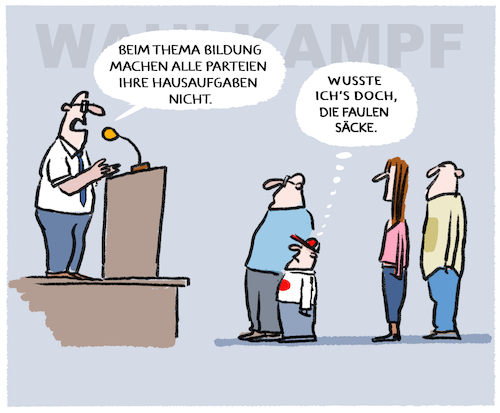 Cartoon: Das Thema Bildung im Wahlkampf.. (medium) by markus-grolik tagged bildung,politik,wahlkampf,parteien,bildungsnotstand,schueler,schulen,studenten,deutschland,cdu,spd,grüne,fdp,bildung,politik,wahlkampf,parteien,bildungsnotstand,schueler,schulen,studenten,deutschland,cdu,spd,grüne,fdp