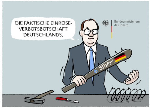 Cartoon: Dobrindt... (medium) by markus-grolik tagged dobrindt,innenminister,deutschland,einreiseverbot,immigration,einwanderung,grenzen,europa,schengen,recht,europarecht,merz,bundesregierung,csu,cdu,spd,grundgesetz,asyl,dobrindt,innenminister,deutschland,einreiseverbot,immigration,einwanderung,grenzen,europa,schengen,recht,europarecht,merz,bundesregierung,csu,cdu,spd,grundgesetz,asyl