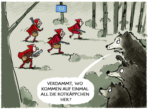 Cartoon: EU erleichtert Wolfabschuss... (medium) by markus-grolik tagged europarat,eu,europa,wolfabschuss,wolf,woelfe,wildtiere,mensch,natur,tierschutz,umweltschutzverband,nabu,brüssel,europarat,eu,europa,wolfabschuss,wolf,woelfe,wildtiere,mensch,natur,tierschutz,umweltschutzverband,nabu,brüssel