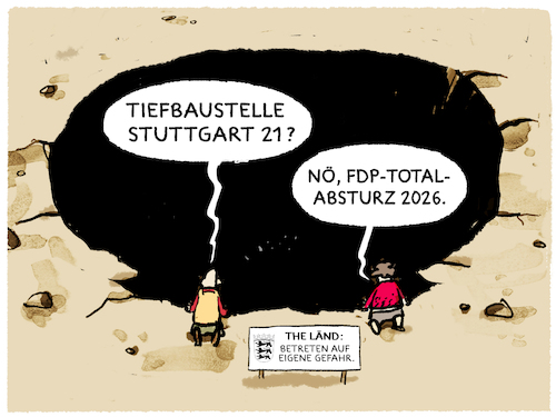 Cartoon: FDP... (medium) by markus-grolik tagged baden,wuerttemberg,fdp,wahlergebnis,absturz,stuttgart,landtagswahl,wahl,verluste,partei,21,bahnhof,tunnel,baden,wuerttemberg,fdp,wahlergebnis,absturz,stuttgart,landtagswahl,wahl,verluste,partei,21,bahnhof,tunnel