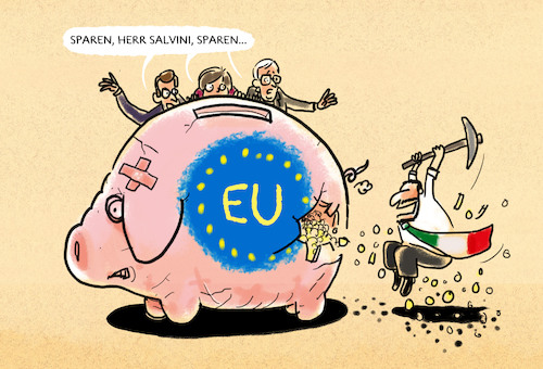 Cartoon: ...Haushaltsplanung... (medium) by markus-grolik tagged salvini,rom,brüssel,staatsverschuldung,ruin,schulden,europawahl,macron,merkel,rechtspopulisten,salvini,rom,brüssel,staatsverschuldung,ruin,schulden,europawahl,macron,merkel,rechtspopulisten