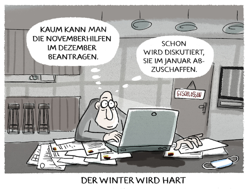 Cartoon: Hilfe.... (medium) by markus-grolik tagged novemberhilfen,corona,lockdown,gastro,pandemie,novemberhilfen,corona,lockdown,gastro,pandemie
