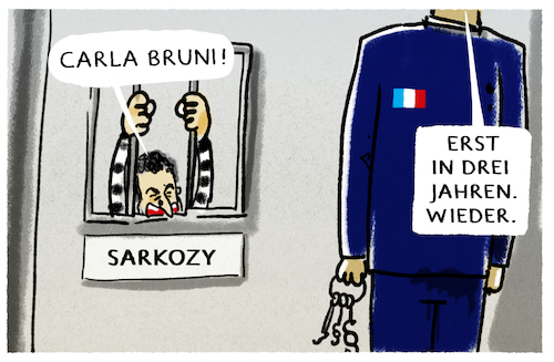 Cartoon: Hinter Gittern... (medium) by markus-grolik tagged sarkozy,carla,bruni,bestechung,frankreich,präsident,verurteilt,urteilt,gefängnis,eingesperrt,sarkozy,carla,bruni,bestechung,frankreich,präsident,verurteilt,urteilt,gefängnis,eingesperrt