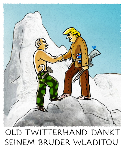 Cartoon: ..in full HD.. (medium) by markus-grolik tagged trump,manipulation,twitter,hacker,putin,vladimir,donald,internet,social,media,usa,wahlkampf,us,wahlen,clinton,republikaner,tv,winnetou,old,shatterhand,bot,bots,troll,karl,maye,trumpmainpulation,twitter,hacker,putin,vladimir,donald,internet,social,media,usa,wahlkampf,us,wahlen,clinton,republikaner,tv,winnetou,old,shatterhand,bot,bots,troll,karl,maye