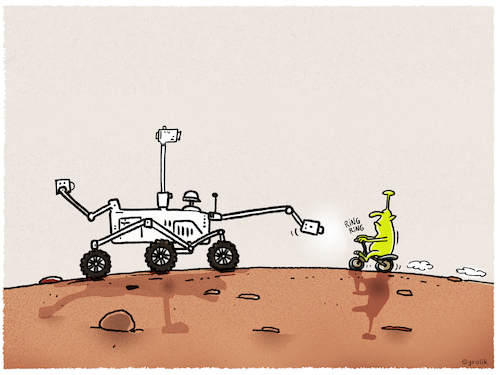 Cartoon: Is there daily life on Mars... (medium) by markus-grolik tagged nasa,ausserirdisch,all,weltall,outerspace,alien,perseverance,mars,nasa,ausserirdisch,all,weltall,outerspace,alien,perseverance,mars,nasa,ausserirdisch,all,weltall,outerspace,alien