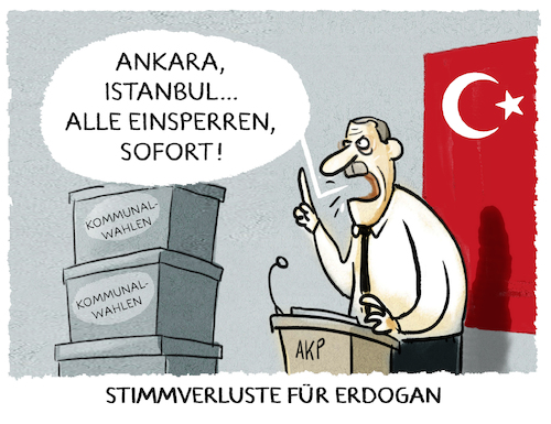 Cartoon: ..Kommunalwahlen... (medium) by markus-grolik tagged erdogan,tuerkei,akp,wahlen,kommunalwahlen,ankara,istanbul,erdogan,tuerkei,akp,wahlen,kommunalwahlen,ankara,istanbul