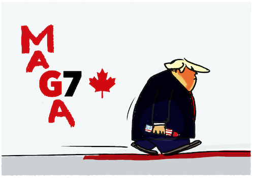 Cartoon: Maga-G7... (medium) by markus-grolik tagged g7,gipfel,maga,trump,strafzoelle,kandel,zoelle,handelskrieg,wirtschaft,usa,g7,gipfel,maga,trump,strafzoelle,kandel,zoelle,handelskrieg,wirtschaft,usa